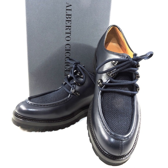 ALBERTO CICCIOLI ?? MEN\'S BLUE LEATHER FASHION OXFORD SHOES